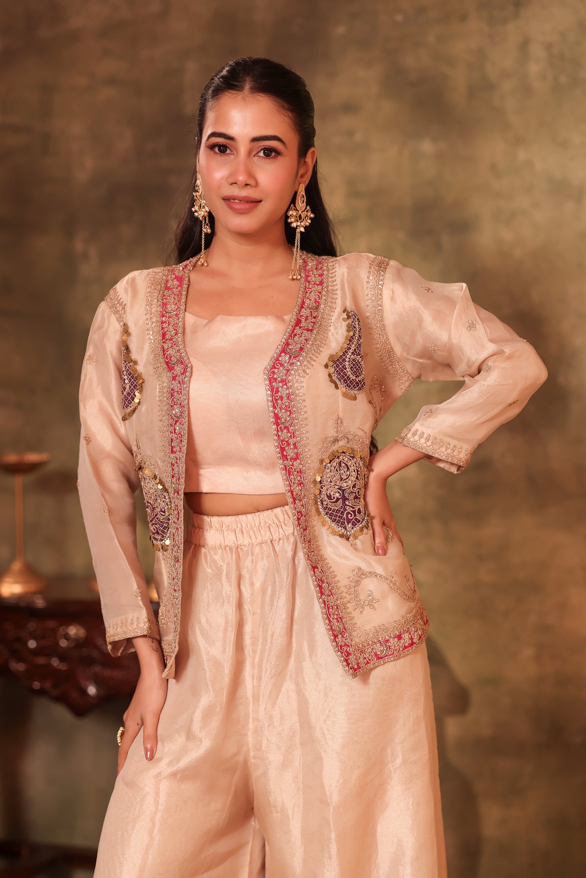 Golden Pink Tissue Three-Piece Set