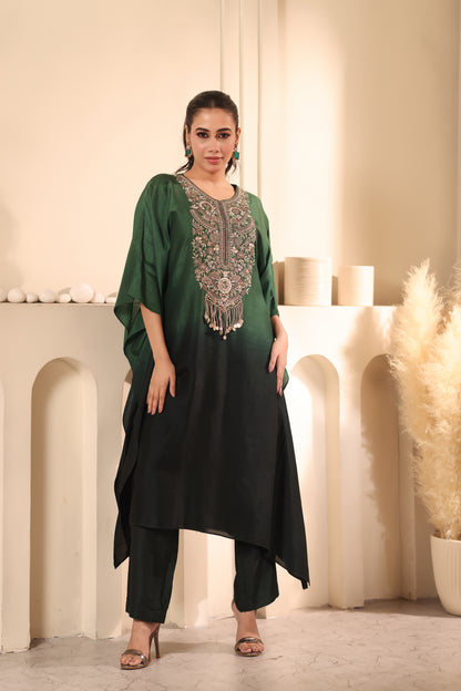 Emerald Ombre Bamboo Kaftan Dress