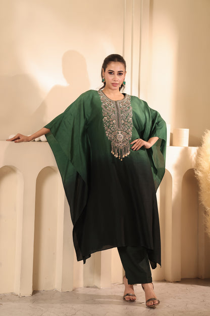 Emerald Ombre Bamboo Kaftan Dress