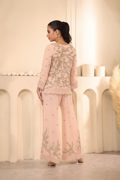 Baby Pink Embroidered Palazzo Set